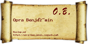 Opra Benjámin névjegykártya